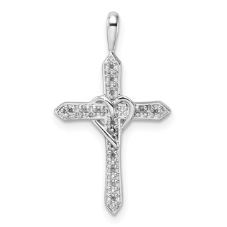 14k White Gold Heart Cross Pendant Mounting