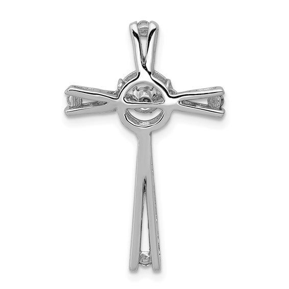 14k White Gold 1/15 carat Vibrant Moving Diamond Cross Chain Slide