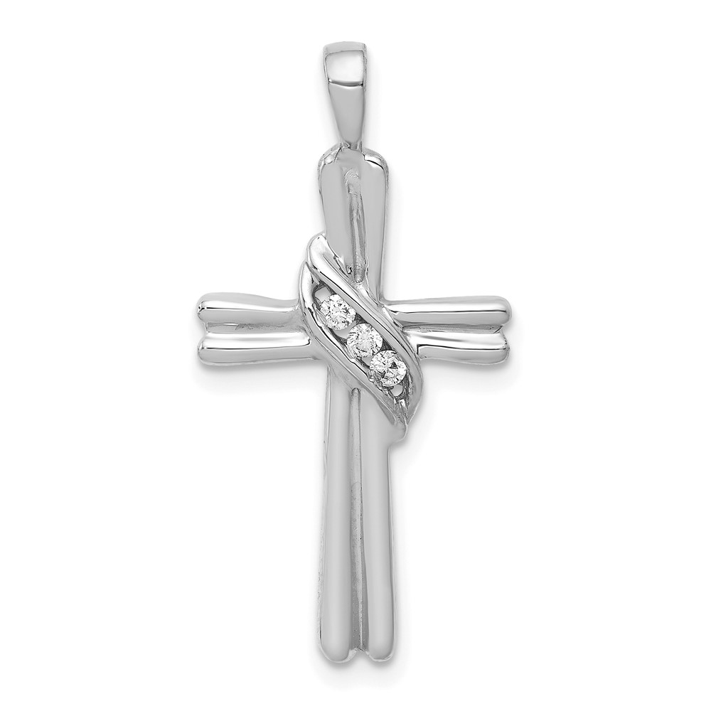 10K White Gold AA Diamond Cross Pendant (PM4989-005-1WA)