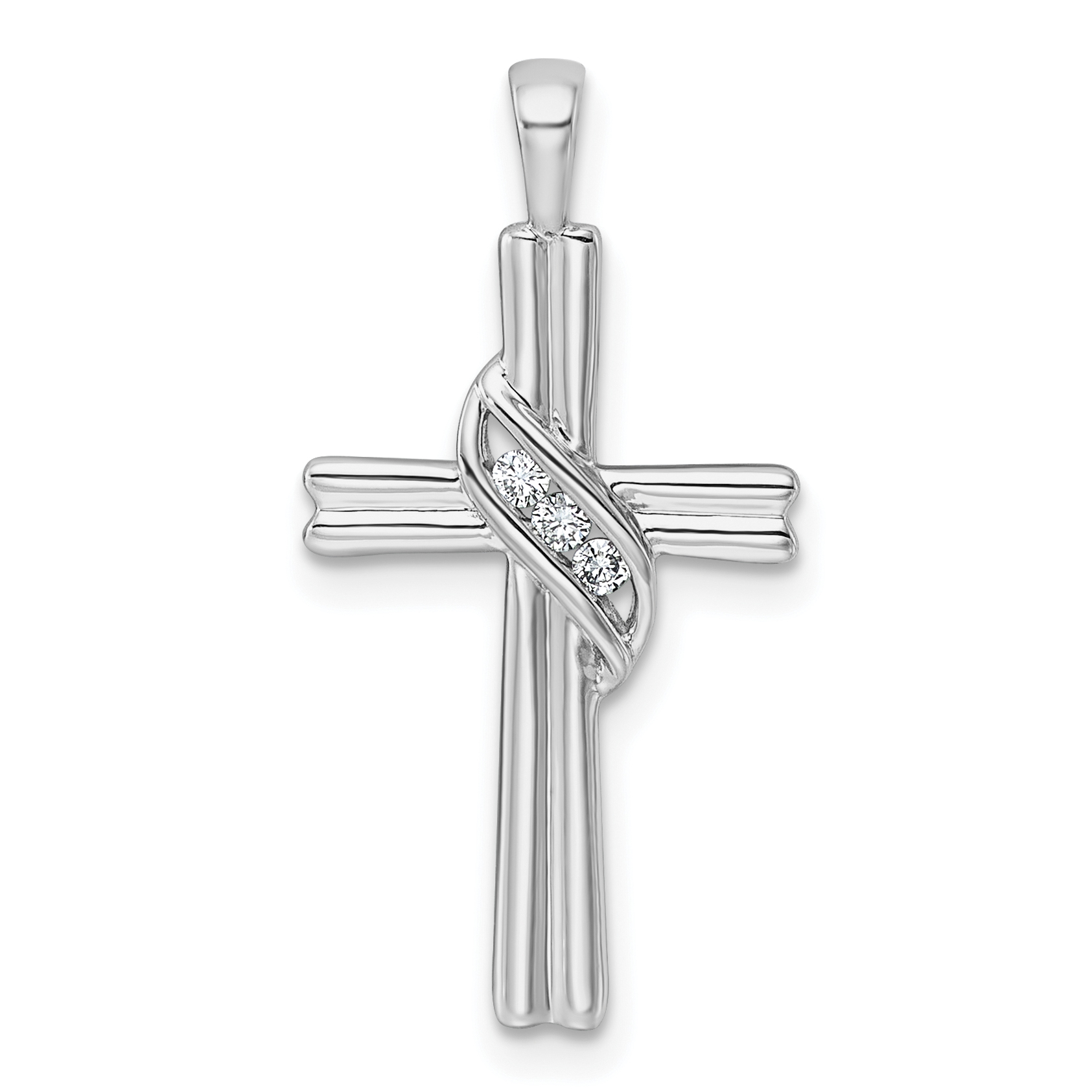 10K White Gold AA Diamond Cross Pendant (PM4989-005-1WA)