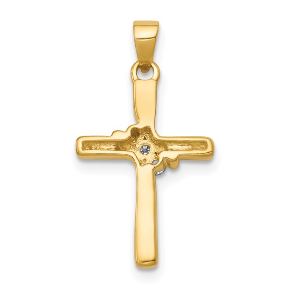 14k 3-Stone 1/20 carat AA Diamond Cross Pendant