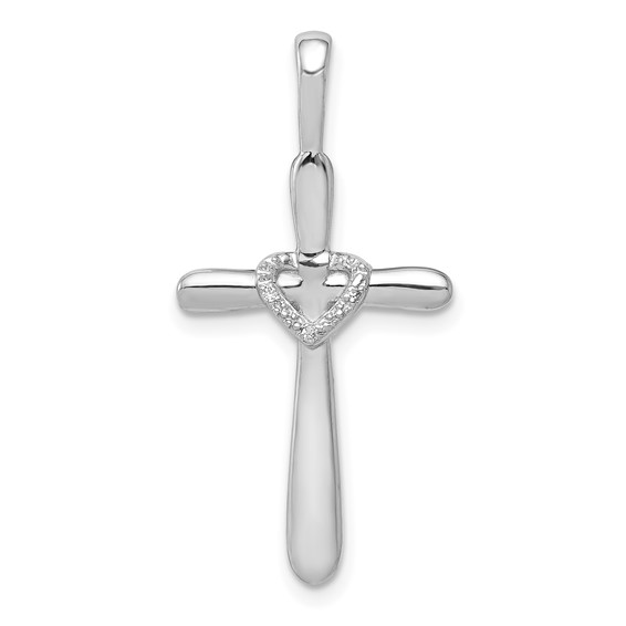 Diamond Cross with Heart Pendants