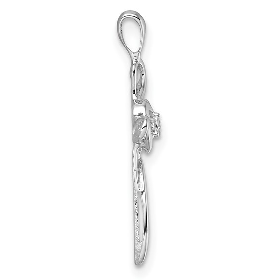 14k White Gold Heart Cross with Heart Pendant Mounting