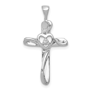 Diamond Heart Cross Pendants