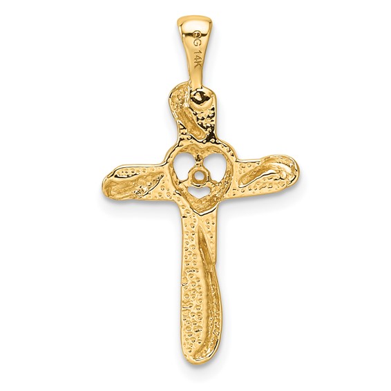 14k Diamond Cross with Heart Pendant Mounting