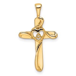 14k Diamond Cross with Heart Pendant Mounting