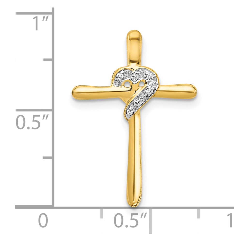 10K .02ct. Diamond Heart Cross Chain Slide (PM4994-002-1YA)