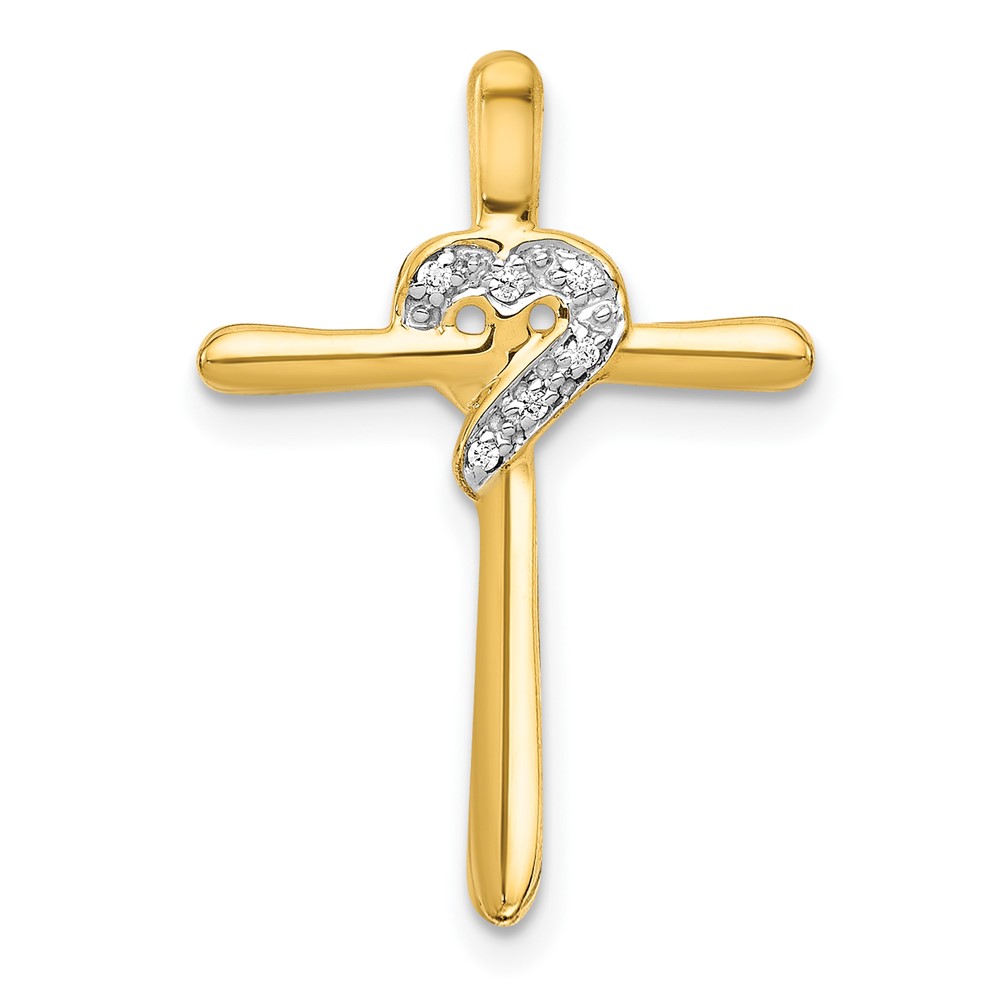 10K .02ct. Diamond Heart Cross Chain Slide (PM4994-002-1YA)