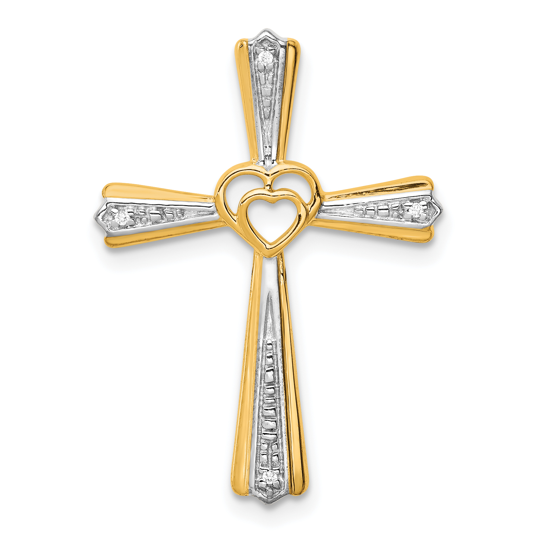 14k w/Rhodium Diamond Cross Pendant (PM4995-001-YA)
