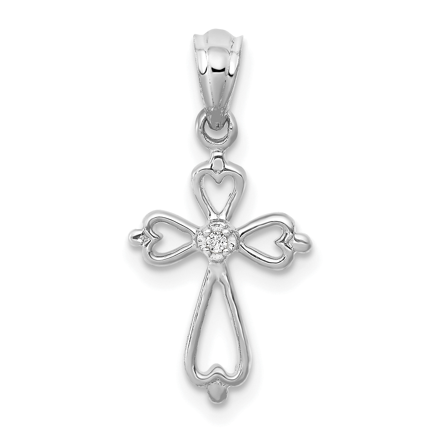 10K White Gold Diamond Accented Cross Pendant (PM4996-001-1WA)