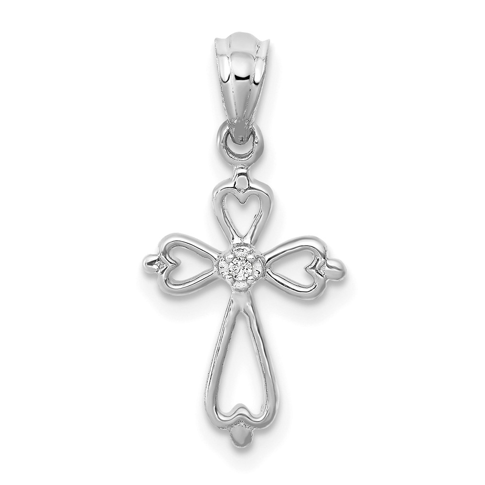 10K White Gold Diamond Accented Cross Pendant (PM4996-001-1WA)