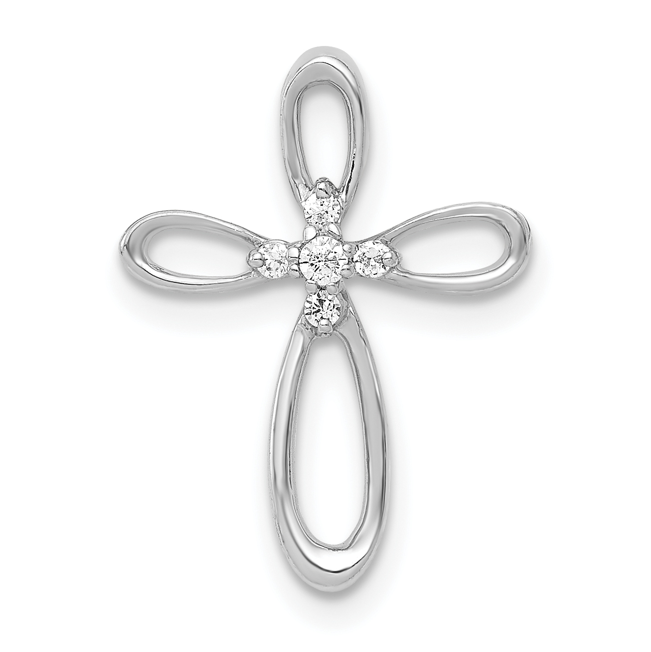 10K White Gold 1/20ct. Diamond Cross Chain Slide (PM4997-005-1WA)