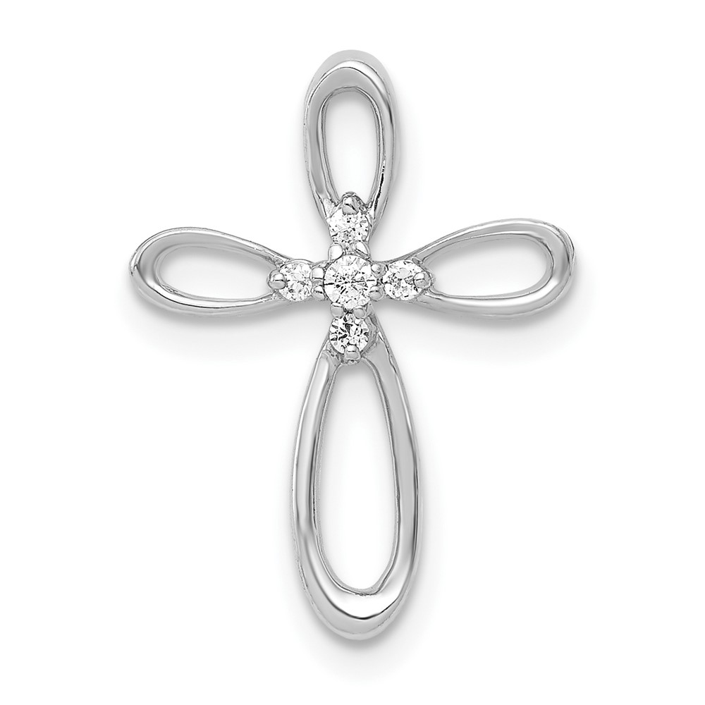 10K White Gold 1/20ct. Diamond Cross Chain Slide (PM4997-005-1WA)