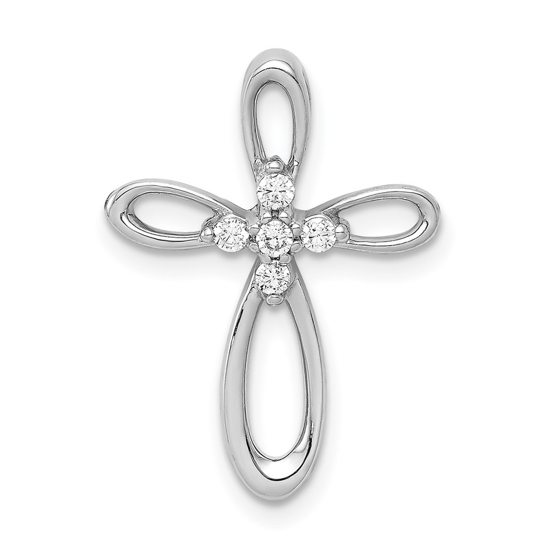 14k White Gold 1/10 carat Lab Grown Diamond VS/SI+ G+ Chain Slide Pendant