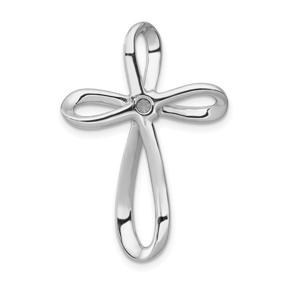 14k White Gold 1/6 carat Diamond Cross Omega Slide Pendant