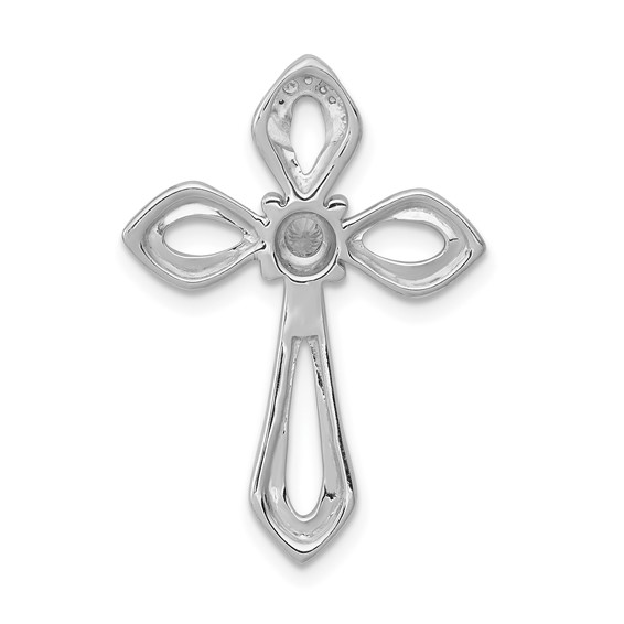 14k White Gold 1/8 carat Diamond Cross Chain Slide
