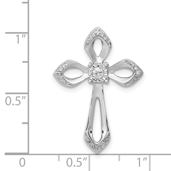 14k White Gold 1/8 carat Diamond Cross Chain Slide