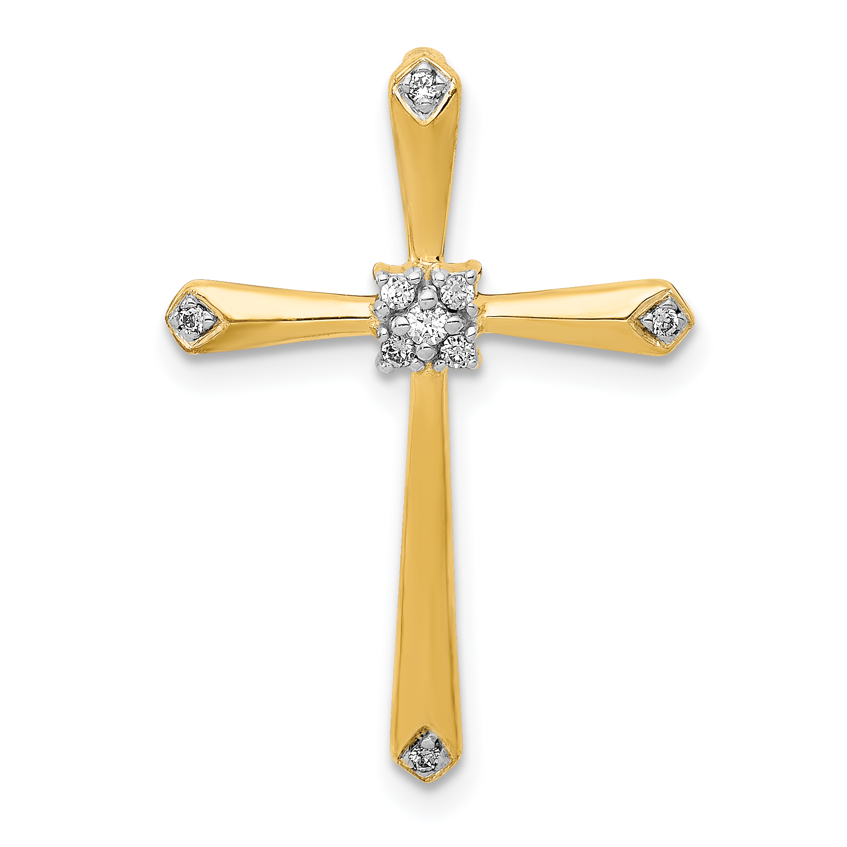 10K 1/20ct. w/Rhodium Diamond Cross Chain Slide (PM5005-006-1YA)