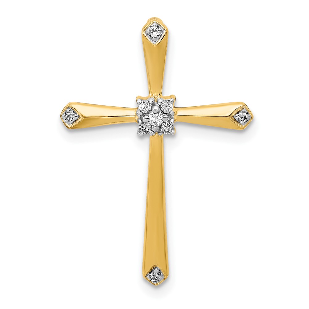 10K 1/20ct. w/Rhodium Diamond Cross Chain Slide (PM5005-006-1YA)