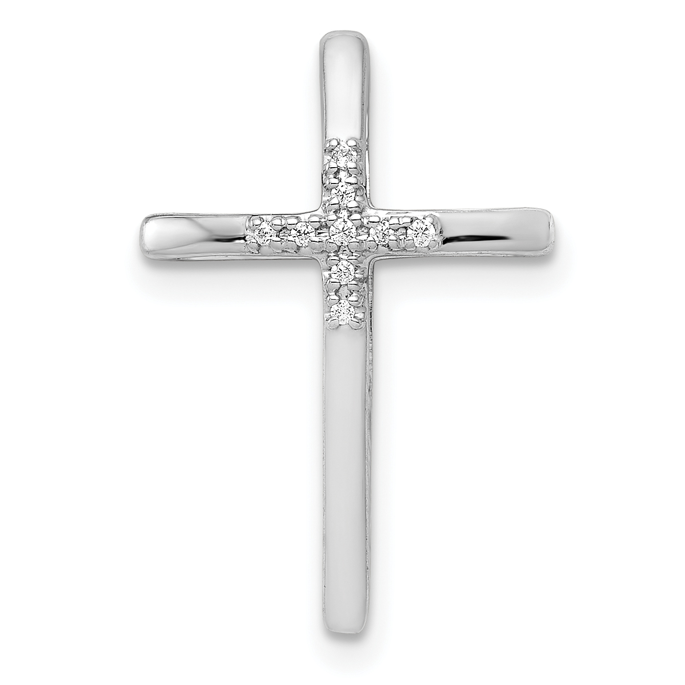 10K White Gold .03ct. Diamond Cross Chain Slide (PM5009-003-1WA)