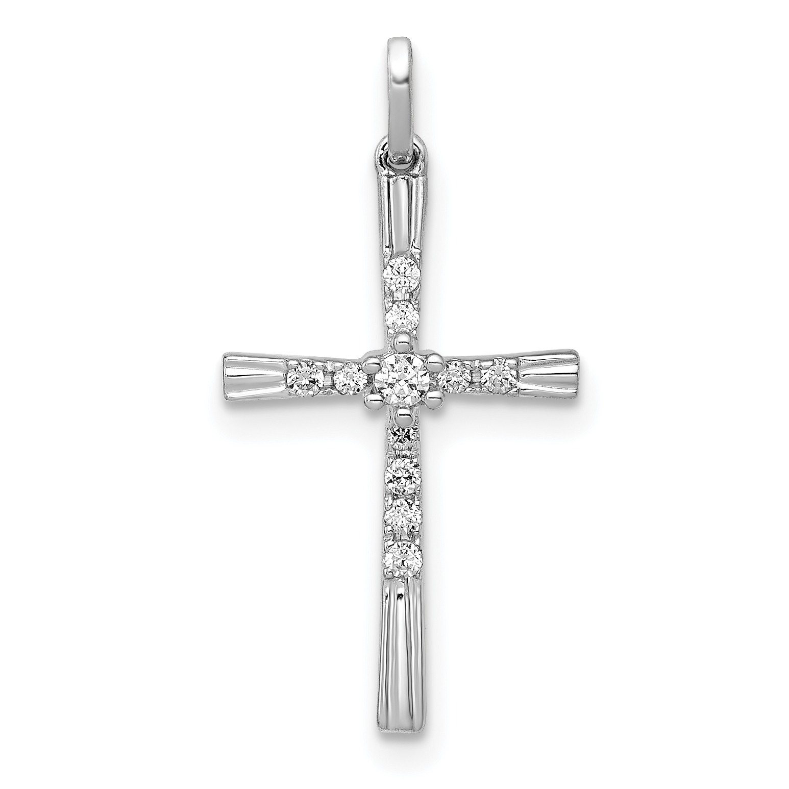 14k White Gold 1/10ct. Diamond Cross Pendant (PM5010-010-WA)