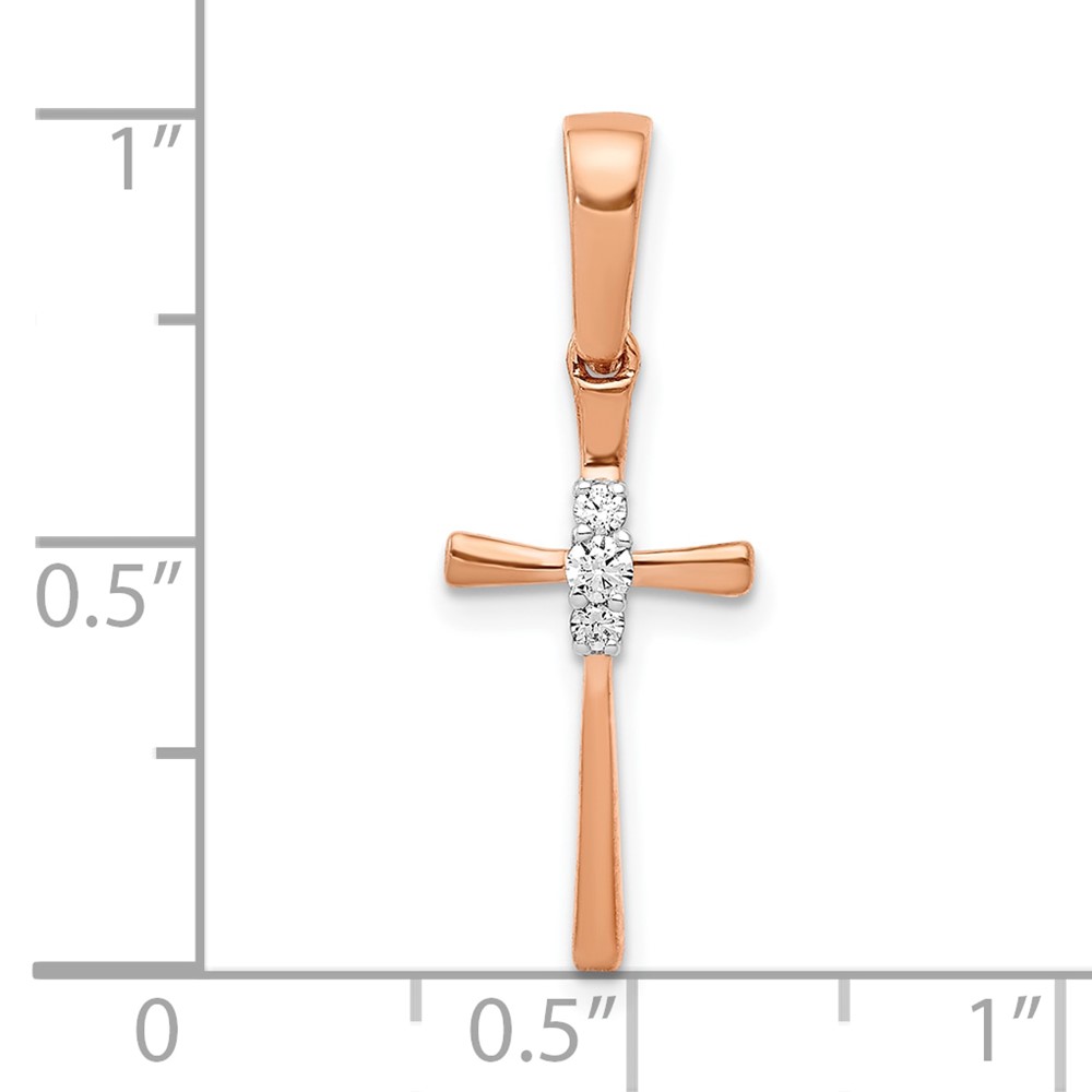 14k Rose Gold .03ct. Diamond Cross Pendant (PM5011-003-RA)