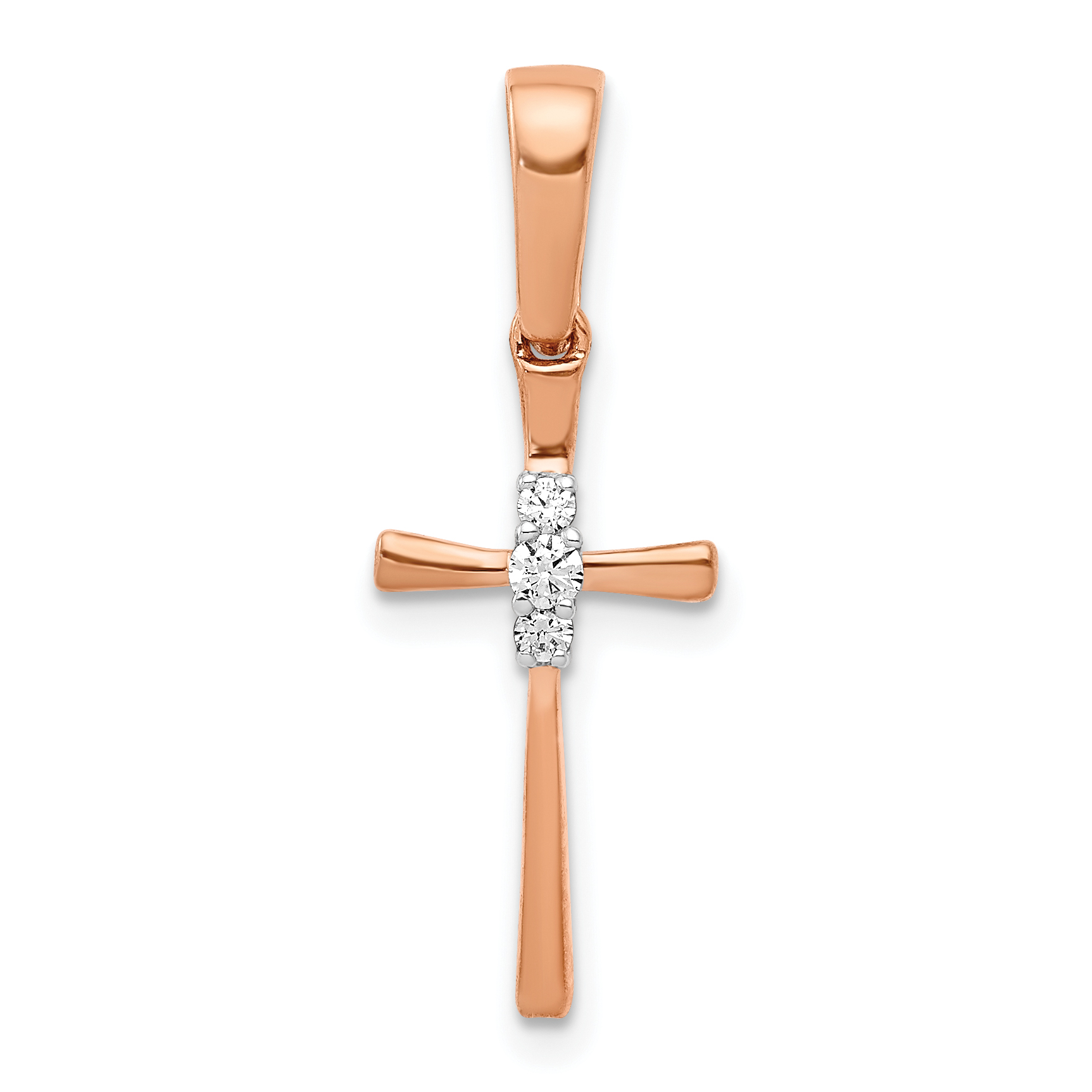 14k Rose Gold .03ct. Diamond Cross Pendant (PM5011-003-RA)