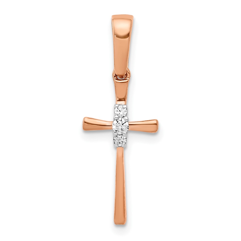 14k Rose Gold .03ct. Diamond Cross Pendant (PM5011-003-RA)