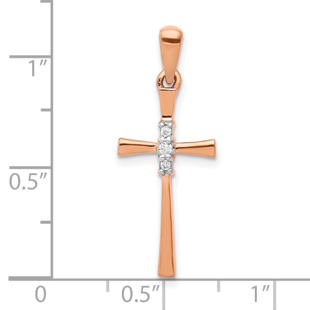 14k Rose Gold 1/20ct. Diamond Cross Pendant (PM5011-006-RA)