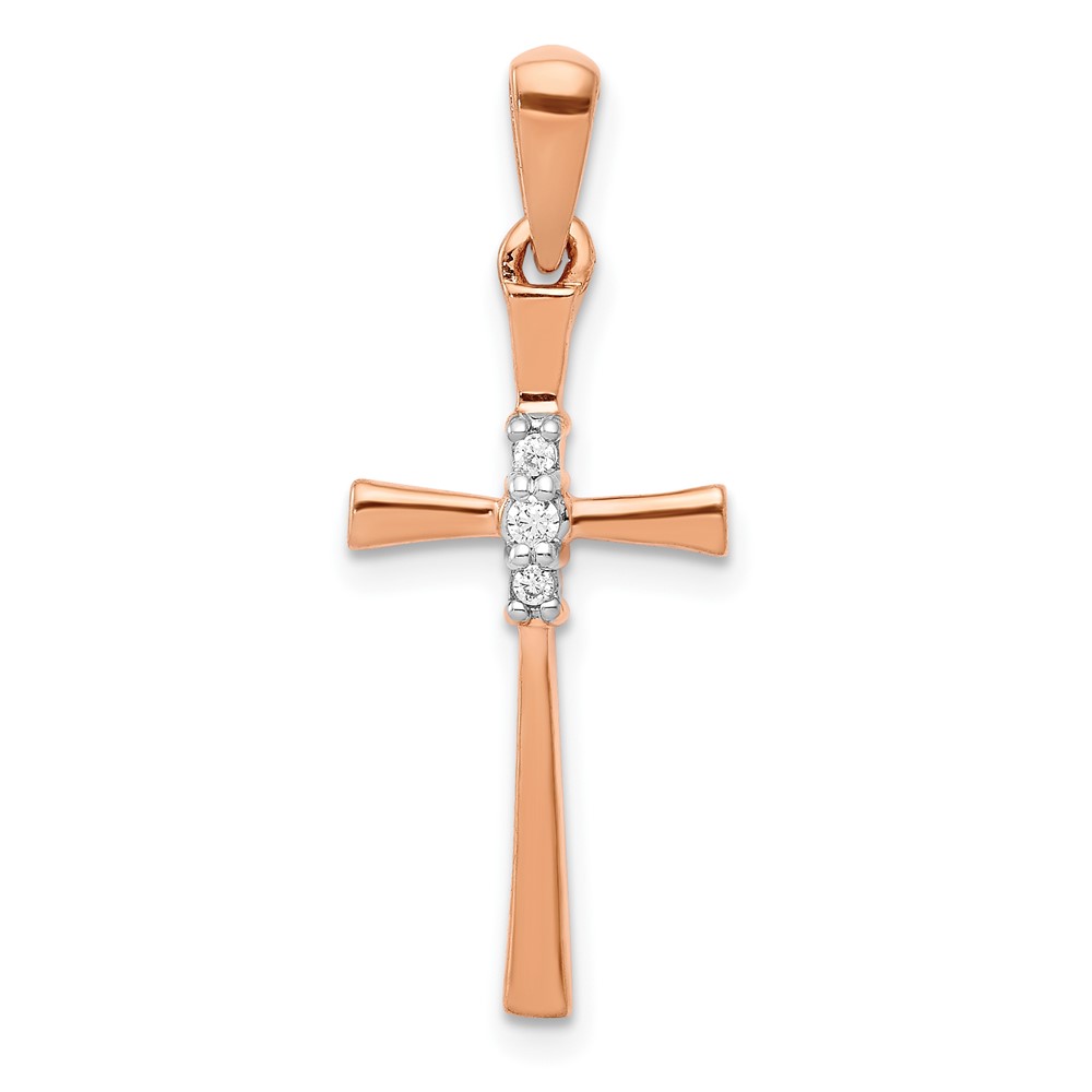 14k Rose Gold 1/20ct. Diamond Cross Pendant (PM5011-006-RA)