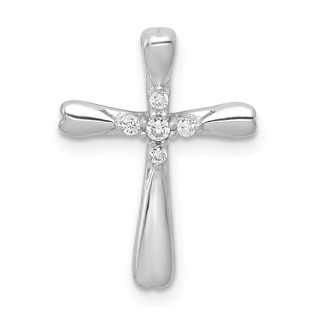 10K White Gold 1/20ct. 5-Stone Diamond Cross Chain Slide (PM5013-005-1WA)