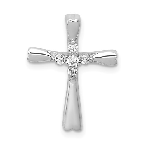 14K White Gold 0.10 Carat Lab Grown Diamond VS SI+ G+ Complete Cross Chain Slide Pendant