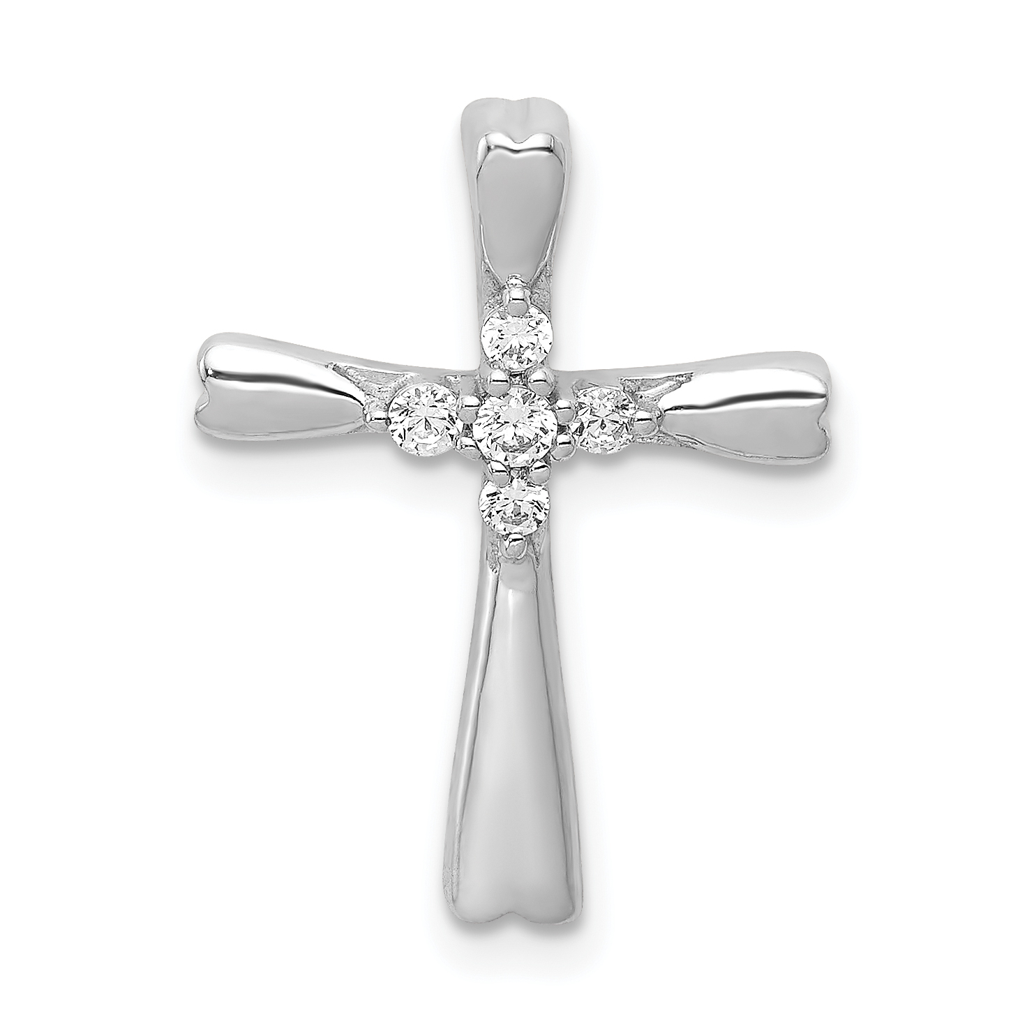 14k White Gold 1/6ct. 5-Stone Diamond Cross Chain Slide (PM5013-016-WA)