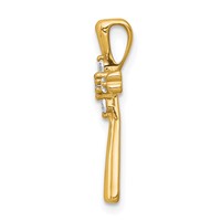 14K Yellow Gold 0.10 Carat Lab Grown Diamond VS SI+ G+ Complete Cross Chain Slide Pendant view 2