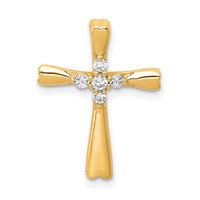 14K Yellow Gold 0.10 Carat Lab Grown Diamond VS SI+ G+ Complete Cross Chain Slide Pendant view 1