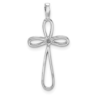 14k White Gold Loop Cross Pendant Mounting