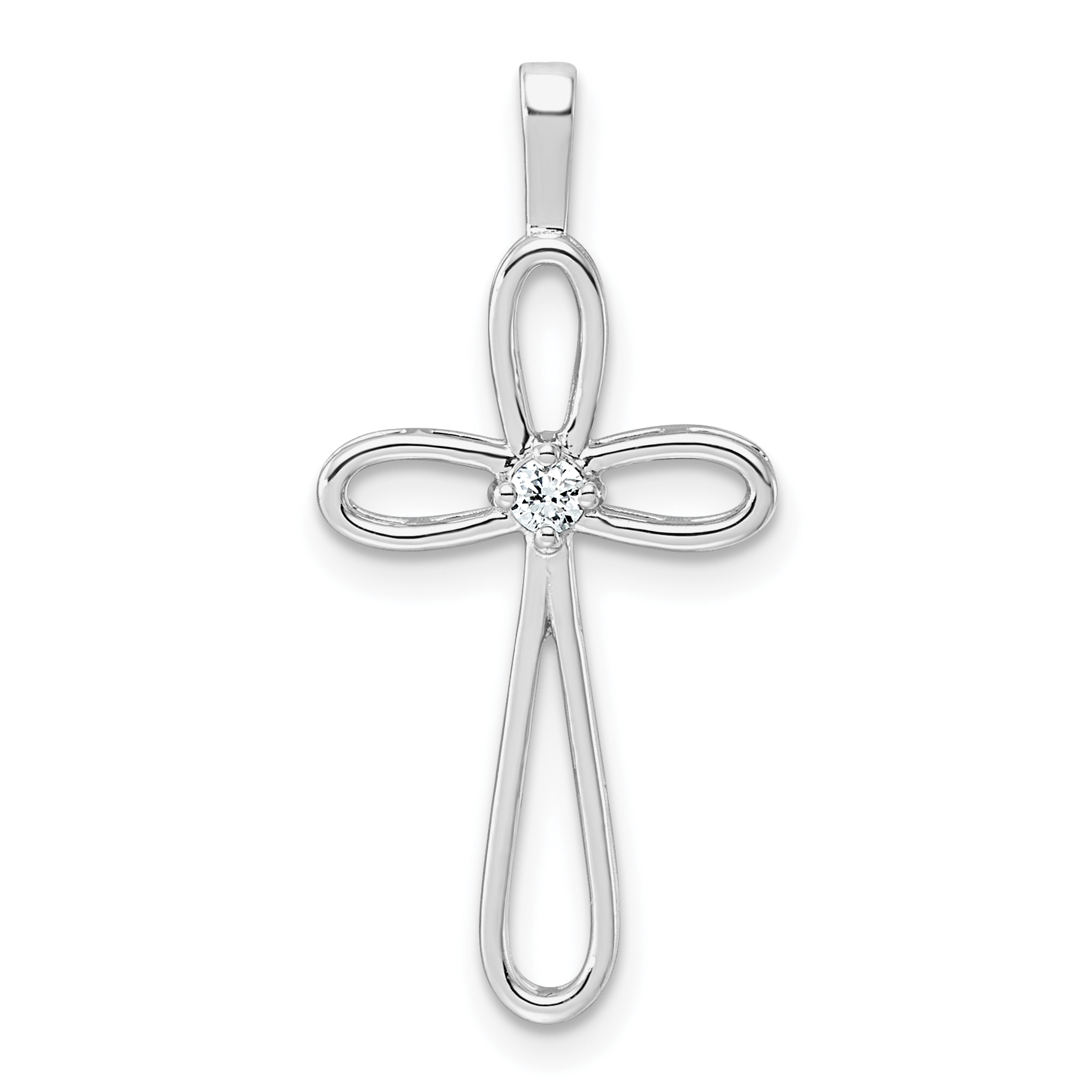 14k White Gold AA Diamond Cross Pendant (PM5015-005-WA)