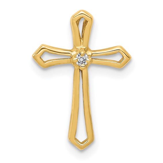 14k AA Diamond Cross Chain Slide