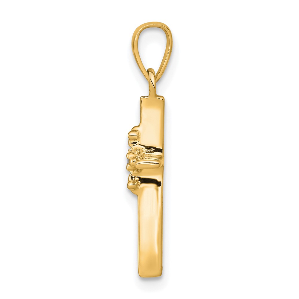 14k .01ct. Diamond Polished Budded Cross Pendant (PM5022-001-YA)