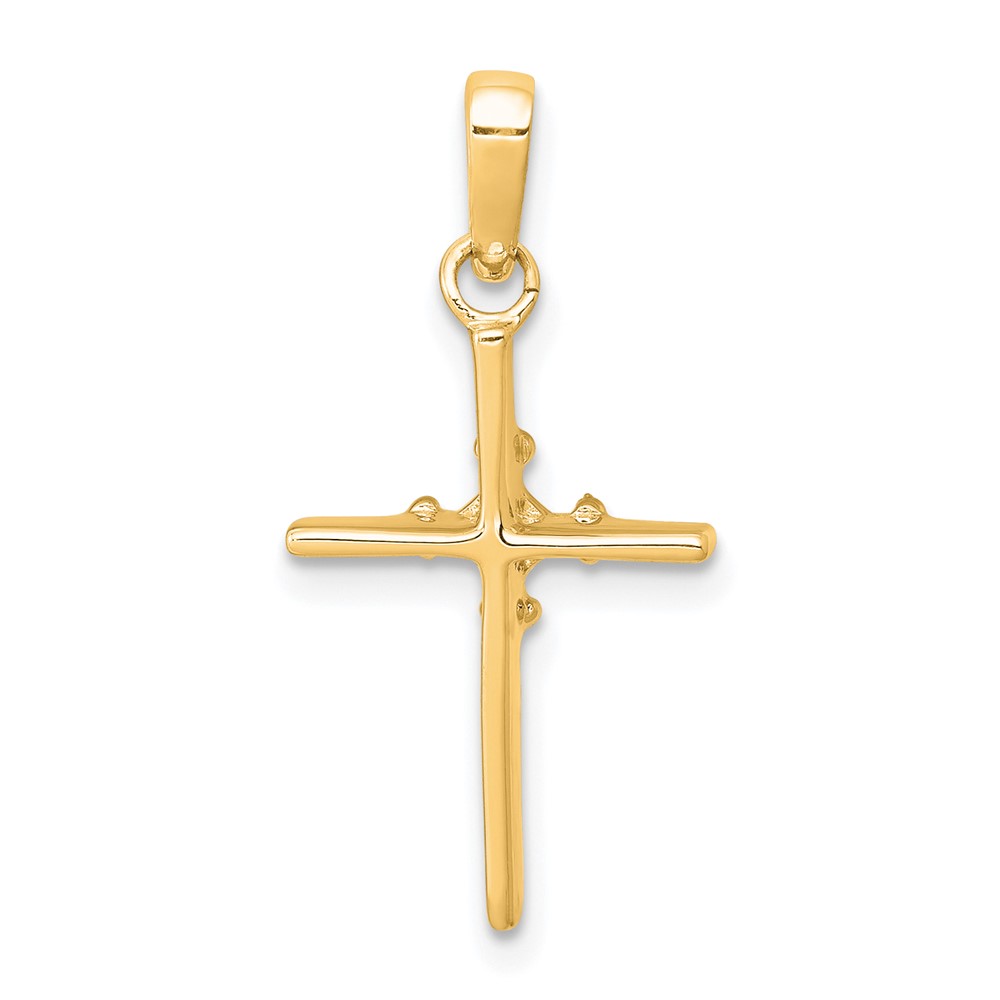 14k .01ct. Diamond Polished Budded Cross Pendant (PM5022-001-YA)