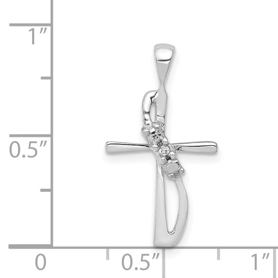 14k White Gold .01 carat Diamond Cross Pendant