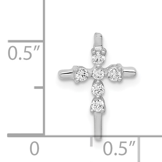 14k White Gold 1/6 carat Diamond Cross Chain Slide
