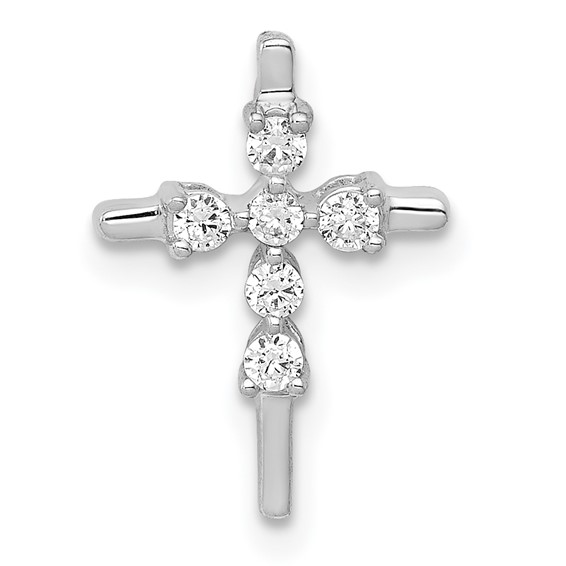14k White Gold 1/6 carat Diamond Cross Chain Slide