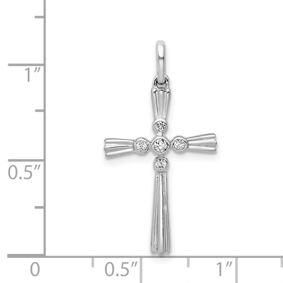14k White Gold 1/15 carat Diamond Cross Pendant
