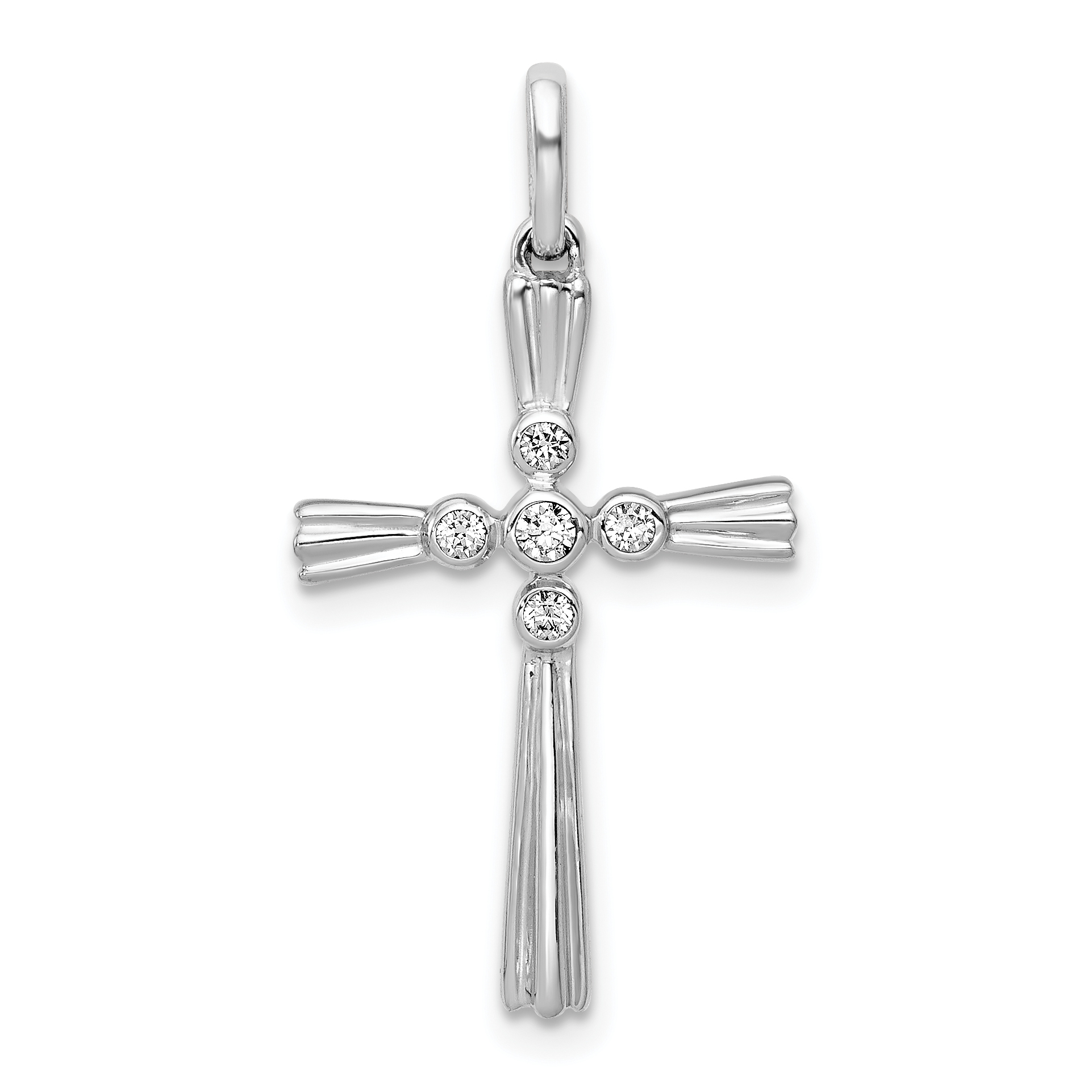 14k White Gold 1/15ct. Diamond Cross Pendant (PM5025-008-WA)
