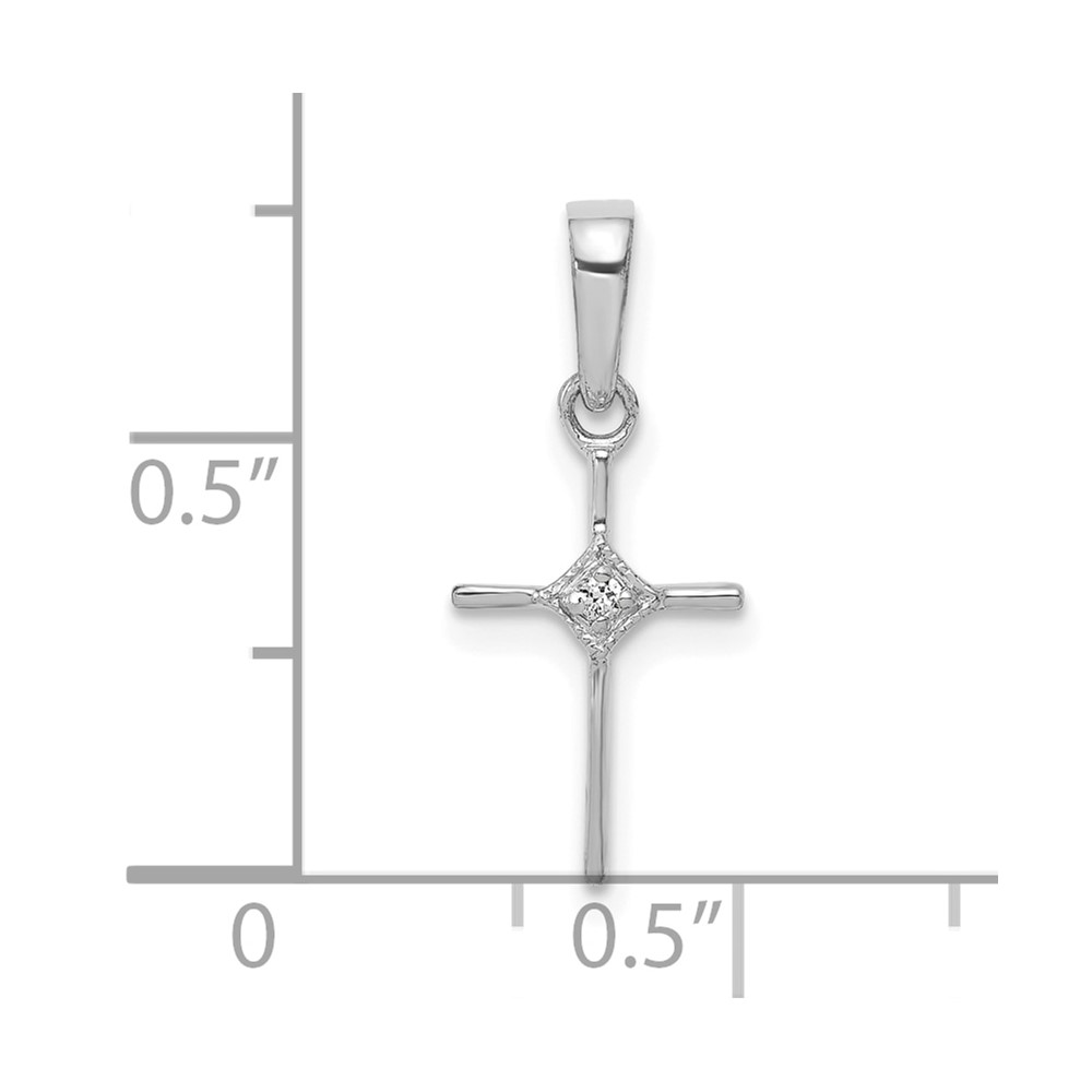 10K White Gold Small .01ct. Diamond Cross Pendant (PM5026-001-1WA)