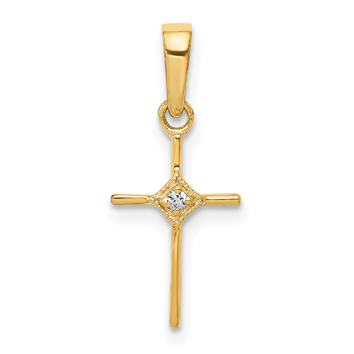 10K Small .01ct. Diamond Cross Pendant (PM5026-001-1YA)