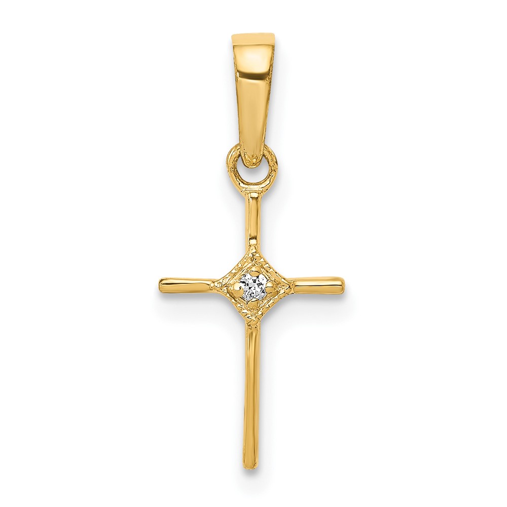 10K Small .01ct. Diamond Cross Pendant (PM5026-001-1YA)