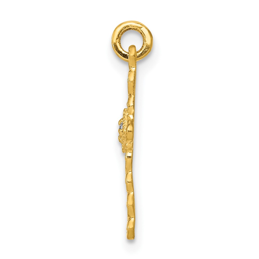 10K Small .01ct. Diamond Cross Charm (PM5027-001-1YA)