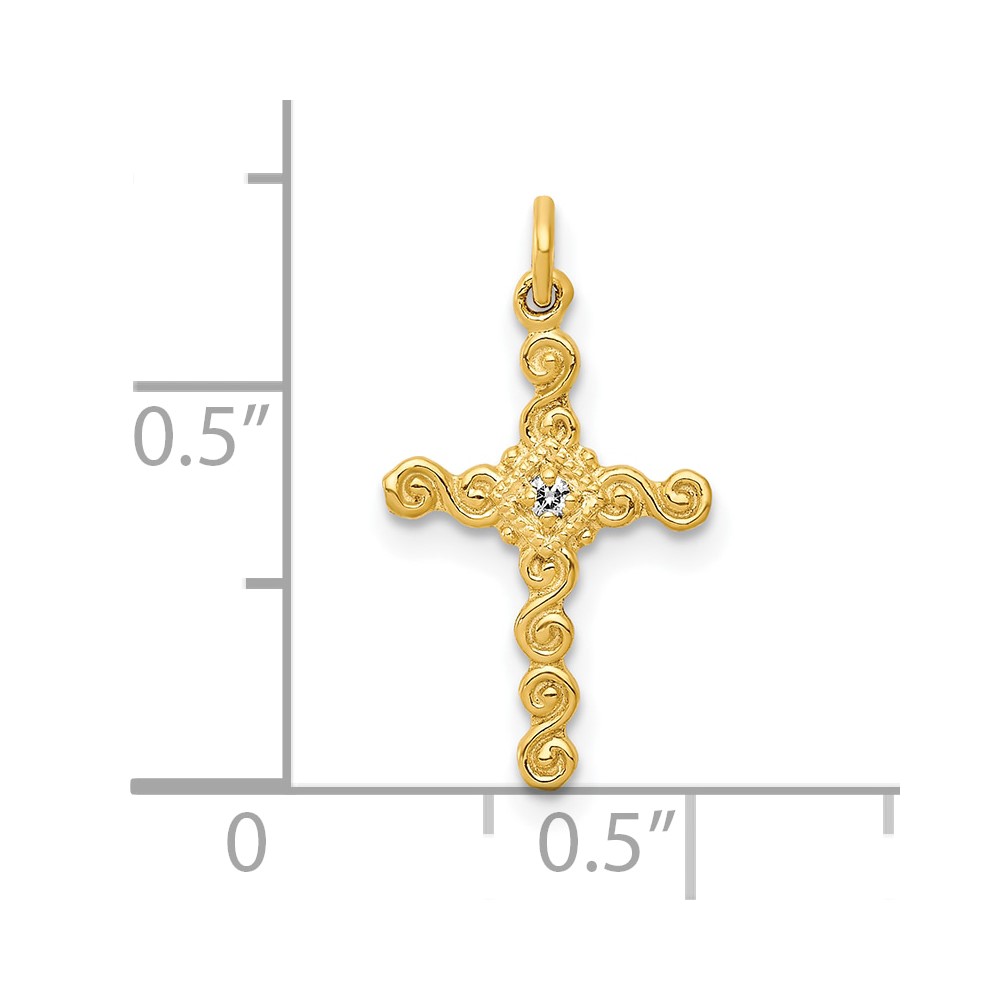 10K Small .01ct. Diamond Cross Charm (PM5027-001-1YA)